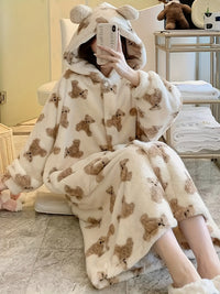 Women's Cozy Bear Hooded Pajama Robe