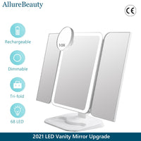 Trifold Makeup Mirror With LED 68 Light