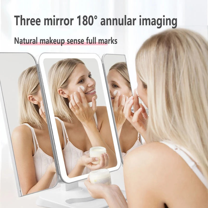 Trifold Makeup Mirror With LED 68 Light