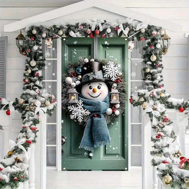 Charming Snowman & Wreath Door Banner