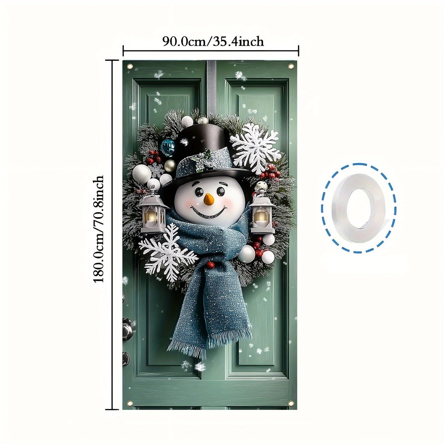 Charming Snowman & Wreath Door Banner