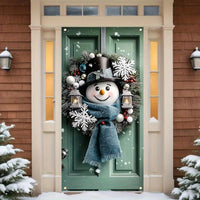 Charming Snowman & Wreath Door Banner