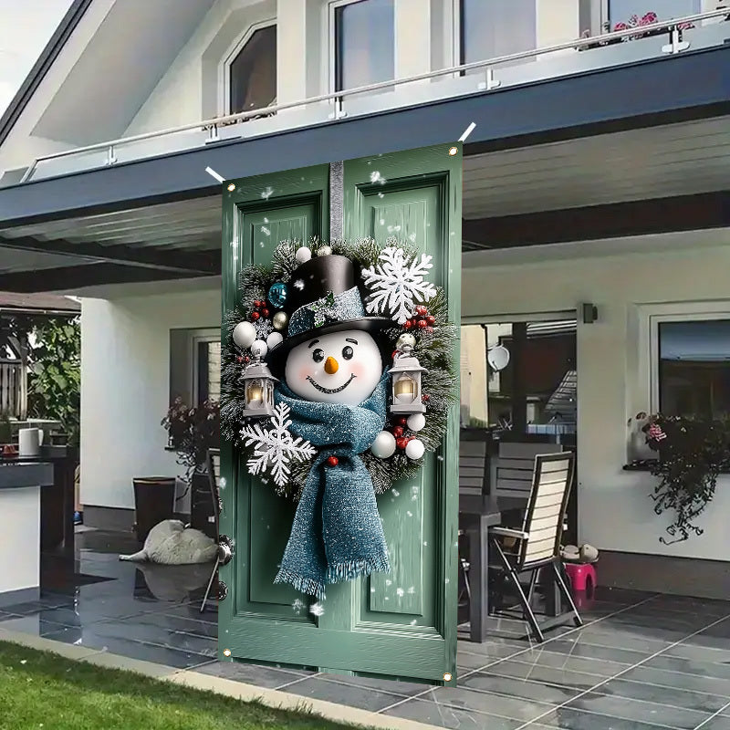 Charming Snowman & Wreath Door Banner