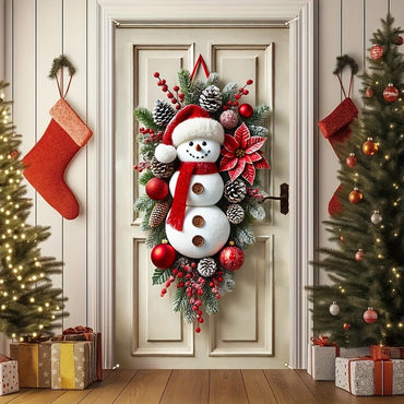 Festive Snowman Wreath Door Frame