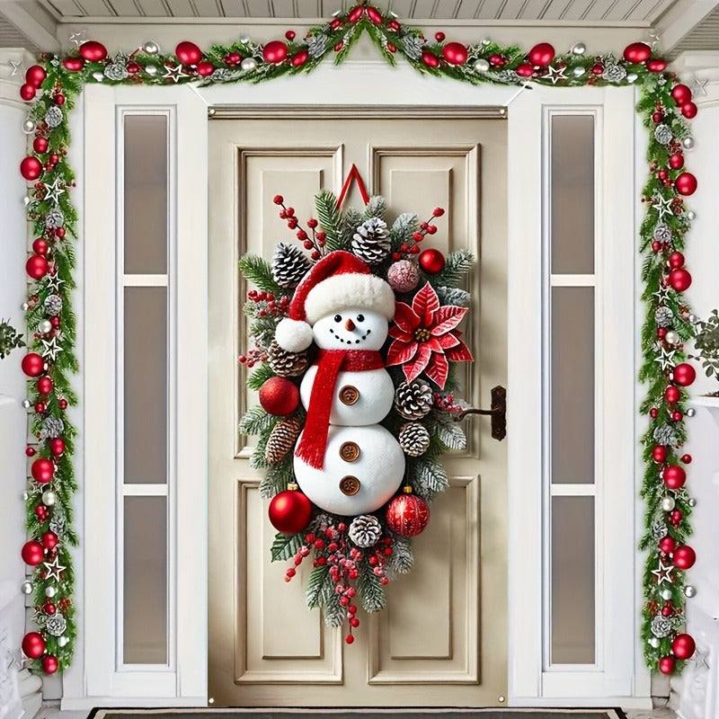 Festive Snowman Wreath Door Frame