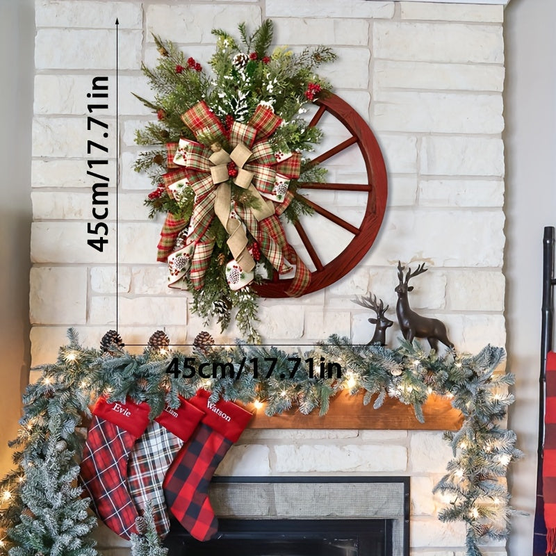 European Style Wooden Wheel Christmas Wreath