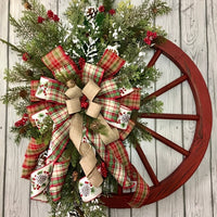 European Style Wooden Wheel Christmas Wreath