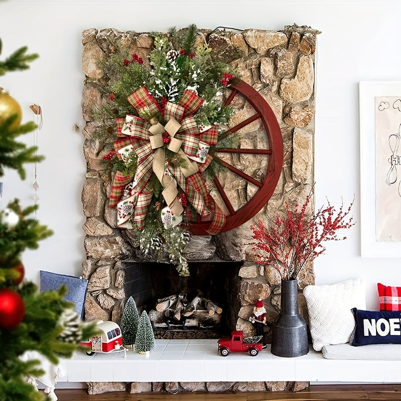 European Style Wooden Wheel Christmas Wreath