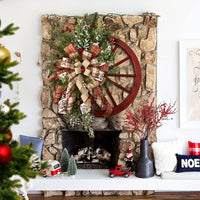 European Style Wooden Wheel Christmas Wreath