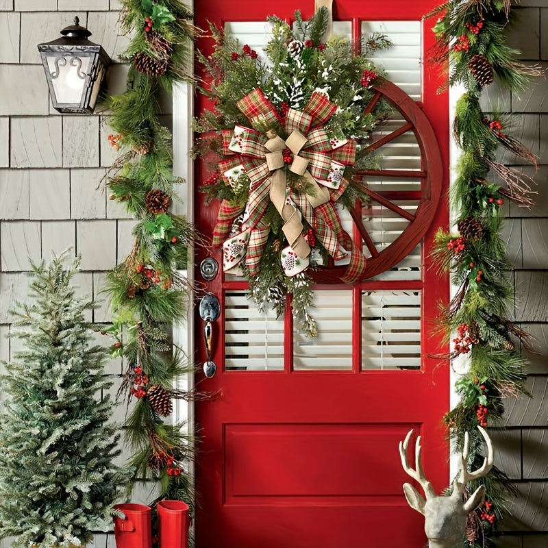 European Style Wooden Wheel Christmas Wreath