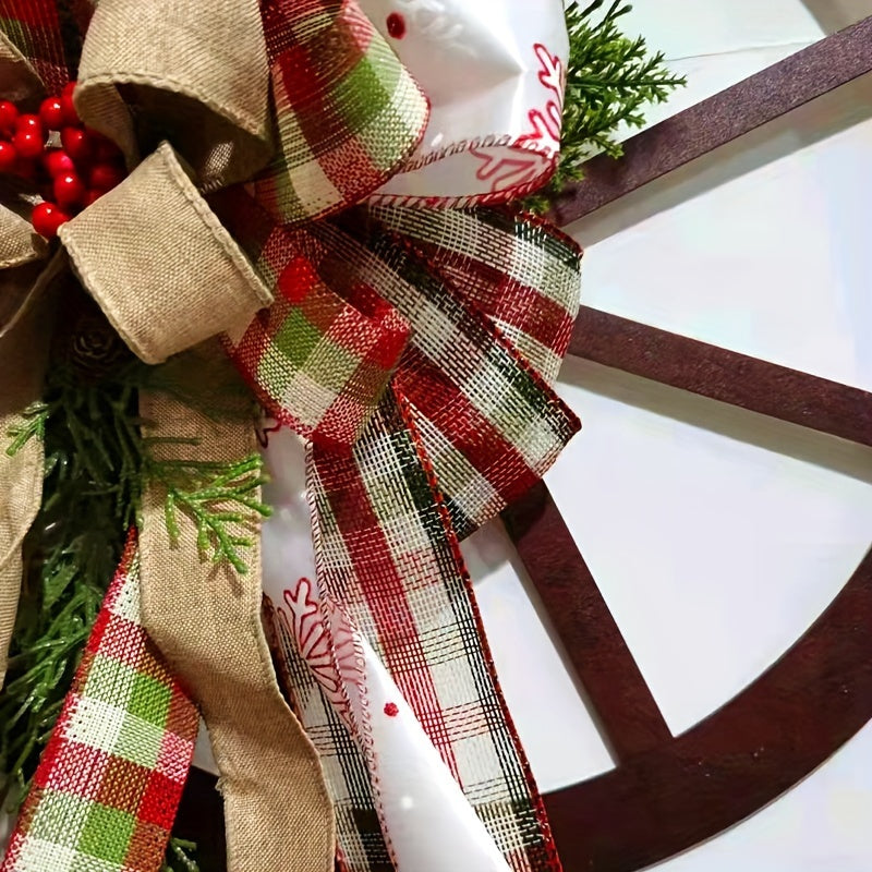 European Style Wooden Wheel Christmas Wreath